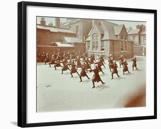 Girls Doing Drill in the Playground, Wilton Road School, London, 1907-null-Framed Photographic Print