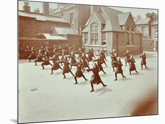 Girls Doing Drill in the Playground, Wilton Road School, London, 1907-null-Mounted Photographic Print