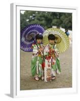 Girls Dressed in Kimono, Shichi-Go-San Festival (Festival for Three, Five, Seven Year Old Children)-null-Framed Premium Photographic Print