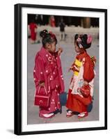 Girls Dressed in Kimono, Shichi-Go-San Festival (Festival for Three, Five, Seven Year Old Children)-null-Framed Premium Photographic Print
