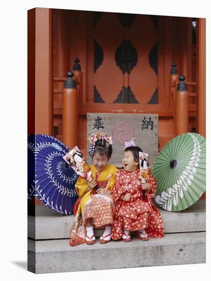 Girls Dressed in Kimono, Shichi-Go-San Festival (Festival for Three, Five, Seven Year Old Children)-null-Stretched Canvas