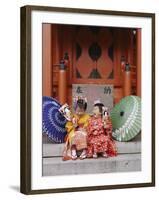 Girls Dressed in Kimono, Shichi-Go-San Festival (Festival for Three, Five, Seven Year Old Children)-null-Framed Premium Photographic Print