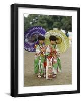 Girls Dressed in Kimono, Shichi-Go-San Festival (Festival for Three, Five, Seven Year Old Children)-null-Framed Photographic Print