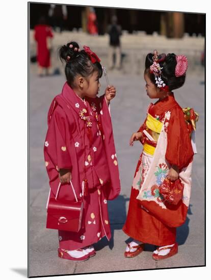 Girls Dressed in Kimono, Shichi-Go-San Festival (Festival for Three, Five, Seven Year Old Children)-null-Mounted Photographic Print