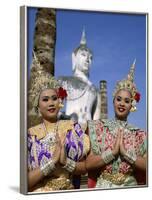 Girls Dressed in Traditional Dancing Costume at Wat Mahathat, Sukhothai, Thailand-Steve Vidler-Framed Photographic Print