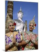 Girls Dressed in Traditional Dancing Costume at Wat Mahathat, Sukhothai, Thailand-Steve Vidler-Mounted Photographic Print