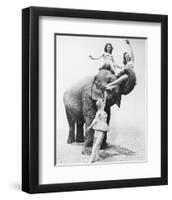 Girls Free Ride on Elephant-null-Framed Art Print