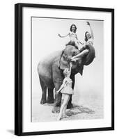 Girls Free Ride on Elephant-null-Framed Art Print