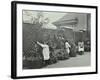 Girls Gardening and Reading in a Roof Top Garden, White Lion Street School, London, 1912-null-Framed Photographic Print