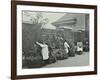 Girls Gardening and Reading in a Roof Top Garden, White Lion Street School, London, 1912-null-Framed Photographic Print