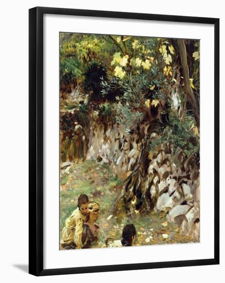 Girls Gathering Blossoms, Valdemosa, Majorca-John Singer Sargent-Framed Giclee Print