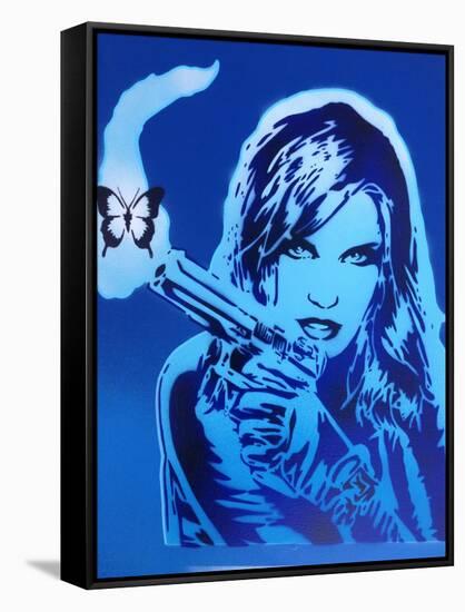 Girls Guns and Butterflies-Abstract Graffiti-Framed Stretched Canvas
