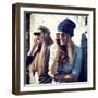 Girls Having Fun Together Outdoors and Calling Smart Phone-khorzhevska-Framed Photographic Print