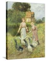 Girls Herding Geese-Henry John Yeend King-Stretched Canvas