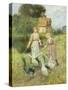 Girls Herding Geese-Henry John Yeend King-Stretched Canvas