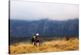 Girls hiking on a trail, Andringitra National Park, Ambalavao, central area, Madagascar, Africa-Christian Kober-Stretched Canvas