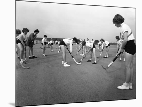 Girls Hockey Match, Airedale School, Castleford, West Yorkshire, 1962-Michael Walters-Mounted Photographic Print