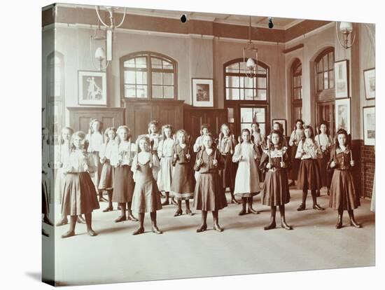 Girls Holding Indian Clubs, Cromer Street School/ Argyle School, St Pancras, London, 1906-null-Stretched Canvas