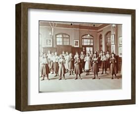 Girls Holding Indian Clubs, Cromer Street School/ Argyle School, St Pancras, London, 1906-null-Framed Photographic Print