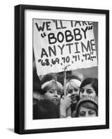 Girls Holding Up Sign For Robert F. Kennedy During Campaign-Bill Eppridge-Framed Photographic Print