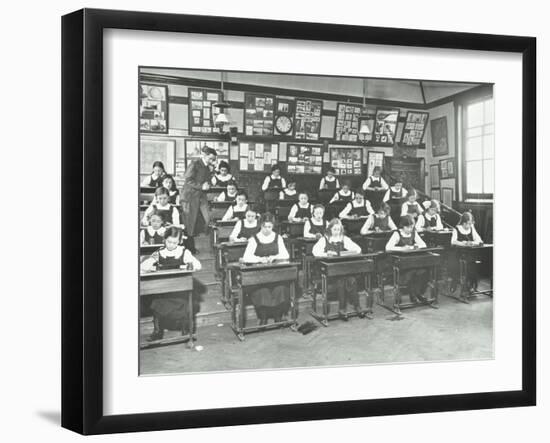 Girls in a Classroom, Tollington Park Central School, London, 1915-null-Framed Premium Photographic Print