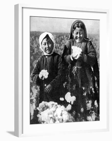 Girls in a Cotton Field, Kazakhstan, 1936-null-Framed Giclee Print