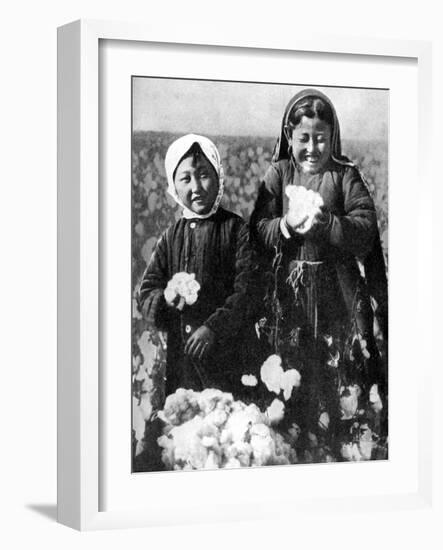 Girls in a Cotton Field, Kazakhstan, 1936-null-Framed Giclee Print