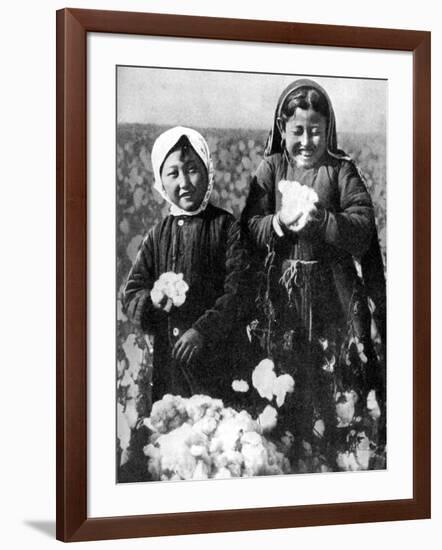 Girls in a Cotton Field, Kazakhstan, 1936-null-Framed Giclee Print