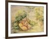 Girls in a Garden; Fillettes Dans Un Jardin, C. 1895-Pierre-Auguste Renoir-Framed Giclee Print