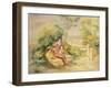 Girls in a Garden; Fillettes Dans Un Jardin, C. 1895-Pierre-Auguste Renoir-Framed Giclee Print