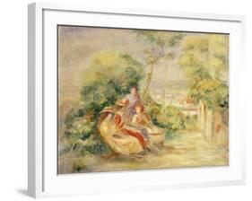 Girls in a Garden; Fillettes Dans Un Jardin, C. 1895-Pierre-Auguste Renoir-Framed Giclee Print