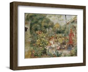 Girls in a Garden in Montmartre-Pierre-Auguste Renoir-Framed Giclee Print