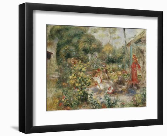 Girls in a Garden in Montmartre-Pierre-Auguste Renoir-Framed Giclee Print