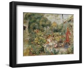 Girls in a Garden in Montmartre-Pierre-Auguste Renoir-Framed Giclee Print