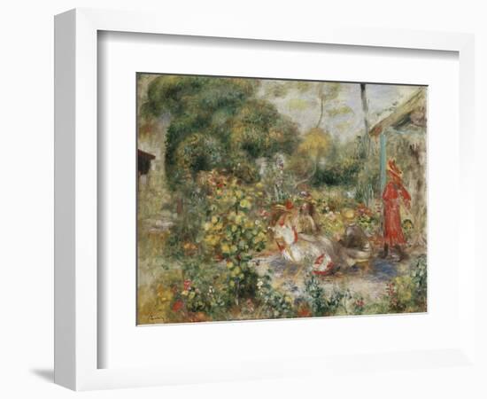 Girls in a Garden in Montmartre-Pierre-Auguste Renoir-Framed Giclee Print