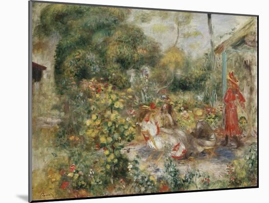 Girls in a Garden in Montmartre-Pierre-Auguste Renoir-Mounted Giclee Print