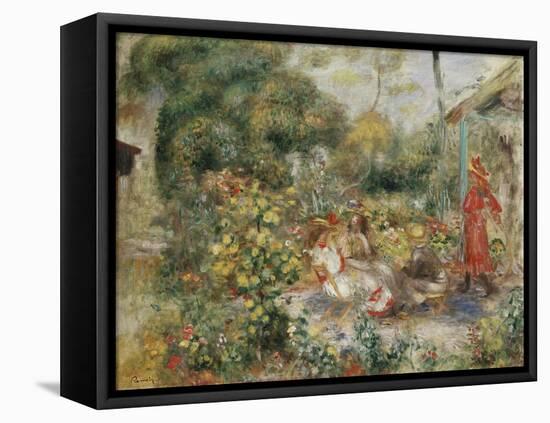 Girls in a Garden in Montmartre-Pierre-Auguste Renoir-Framed Stretched Canvas