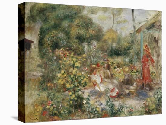 Girls in a Garden in Montmartre-Pierre-Auguste Renoir-Stretched Canvas