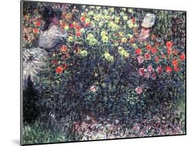 Girls in a Solid Mass of Dahlias, 1875-Claude Monet-Mounted Giclee Print