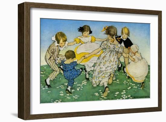 Girls in Circle - Ring around the Rosie-Jesse Willcox Smith-Framed Art Print