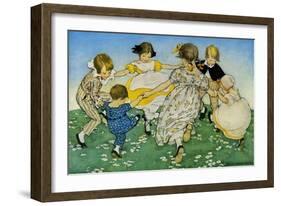 Girls in Circle - Ring around the Rosie-Jesse Willcox Smith-Framed Art Print