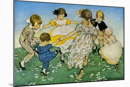 Girls in Circle - Ring around the Rosie-Jesse Willcox Smith-Mounted Art Print