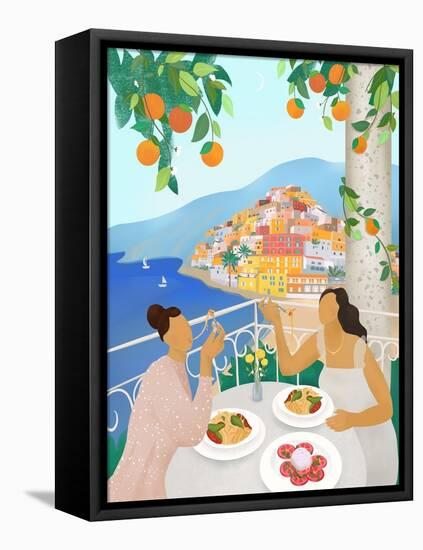 Girls in Positano-Petra Lizde-Framed Stretched Canvas