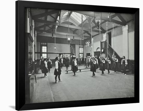 Girls in the Gymnasium, Fulham County Secondary School, London, 1908-null-Framed Photographic Print