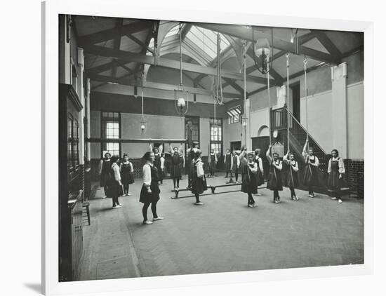 Girls in the Gymnasium, Fulham County Secondary School, London, 1908-null-Framed Photographic Print