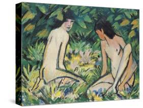 Girls in the Open Air (Pastel on Canvas)-Otto Muller or Mueller-Stretched Canvas