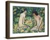 Girls in the Open Air (Pastel on Canvas)-Otto Muller or Mueller-Framed Giclee Print