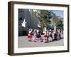 Girls in Traditional Local Dress Dancing in Square at Yanque Village, Colca Canyon, Peru-Tony Waltham-Framed Photographic Print