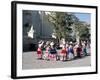 Girls in Traditional Local Dress Dancing in Square at Yanque Village, Colca Canyon, Peru-Tony Waltham-Framed Photographic Print