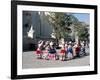 Girls in Traditional Local Dress Dancing in Square at Yanque Village, Colca Canyon, Peru-Tony Waltham-Framed Photographic Print